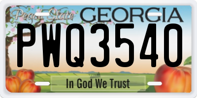 GA license plate PWQ3540