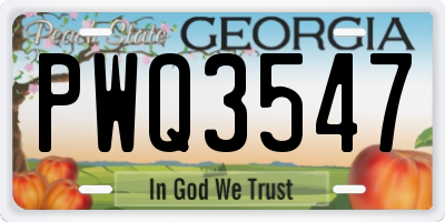 GA license plate PWQ3547