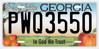 GA license plate PWQ3550