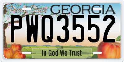 GA license plate PWQ3552