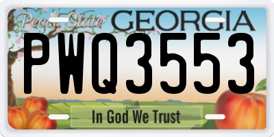 GA license plate PWQ3553