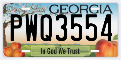 GA license plate PWQ3554