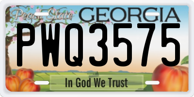 GA license plate PWQ3575