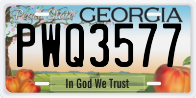 GA license plate PWQ3577