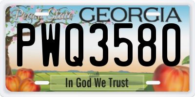 GA license plate PWQ3580