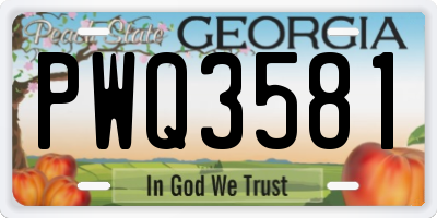 GA license plate PWQ3581
