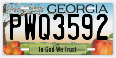 GA license plate PWQ3592
