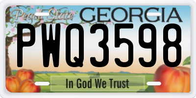 GA license plate PWQ3598