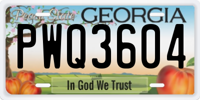 GA license plate PWQ3604