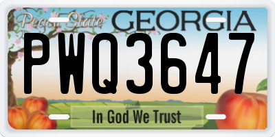 GA license plate PWQ3647