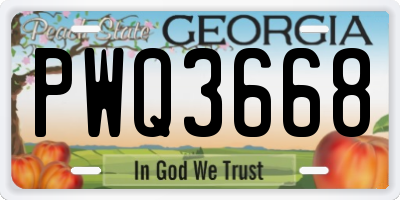 GA license plate PWQ3668
