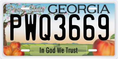 GA license plate PWQ3669