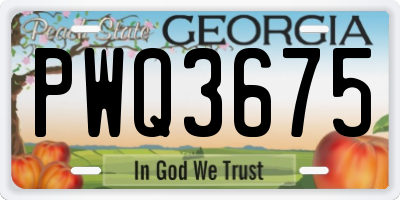 GA license plate PWQ3675