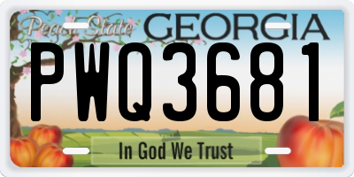 GA license plate PWQ3681