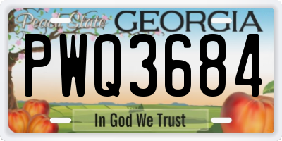 GA license plate PWQ3684
