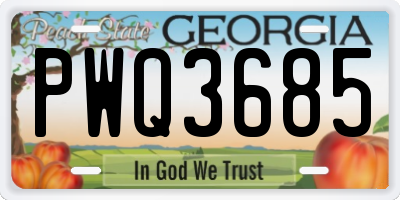 GA license plate PWQ3685