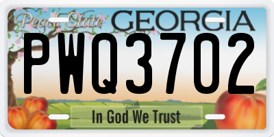GA license plate PWQ3702