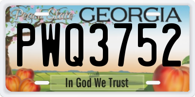 GA license plate PWQ3752