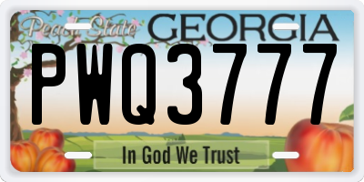 GA license plate PWQ3777