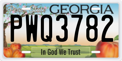 GA license plate PWQ3782