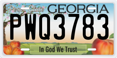 GA license plate PWQ3783