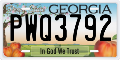 GA license plate PWQ3792