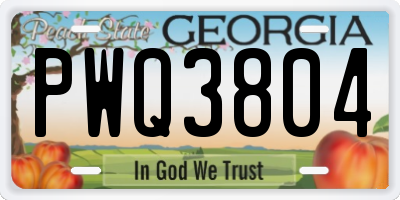 GA license plate PWQ3804