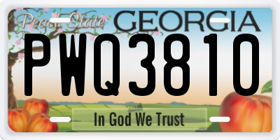 GA license plate PWQ3810