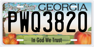 GA license plate PWQ3820