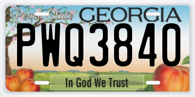 GA license plate PWQ3840