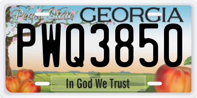 GA license plate PWQ3850