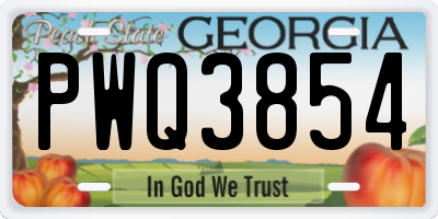 GA license plate PWQ3854