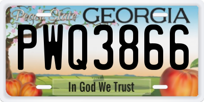 GA license plate PWQ3866