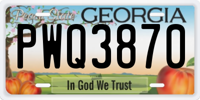 GA license plate PWQ3870