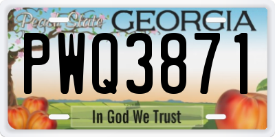 GA license plate PWQ3871