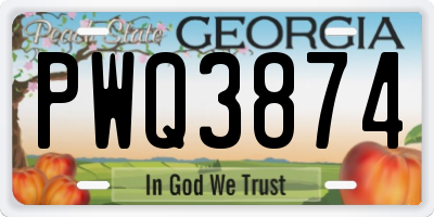 GA license plate PWQ3874
