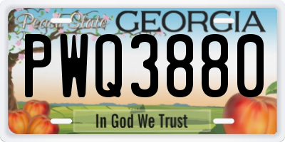 GA license plate PWQ3880