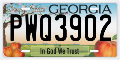 GA license plate PWQ3902