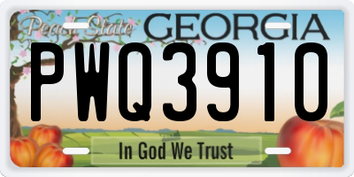 GA license plate PWQ3910
