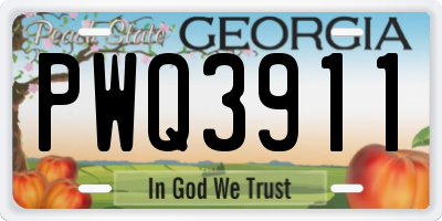 GA license plate PWQ3911