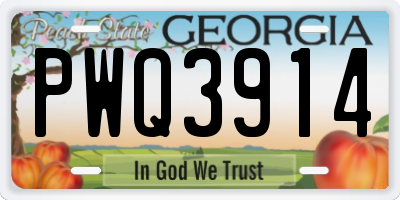GA license plate PWQ3914