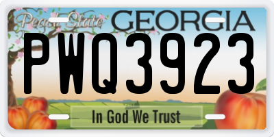 GA license plate PWQ3923