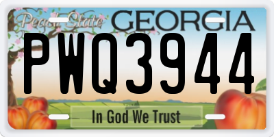 GA license plate PWQ3944