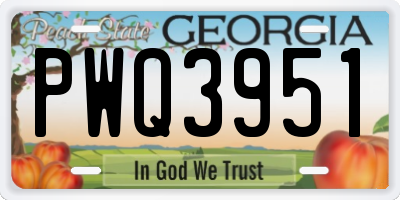 GA license plate PWQ3951