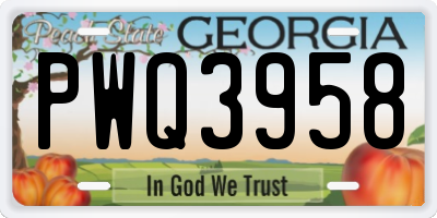 GA license plate PWQ3958