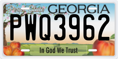 GA license plate PWQ3962
