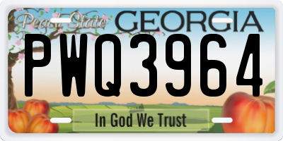 GA license plate PWQ3964