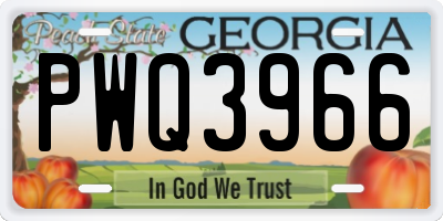GA license plate PWQ3966