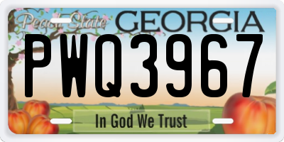 GA license plate PWQ3967