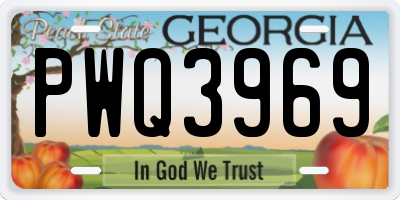 GA license plate PWQ3969